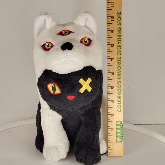 Meow Wolf Plush Cat Dog Hybrid Black White 11" Lil Oak 2020 Rare Stuffed Animal - Picture 4 of 16